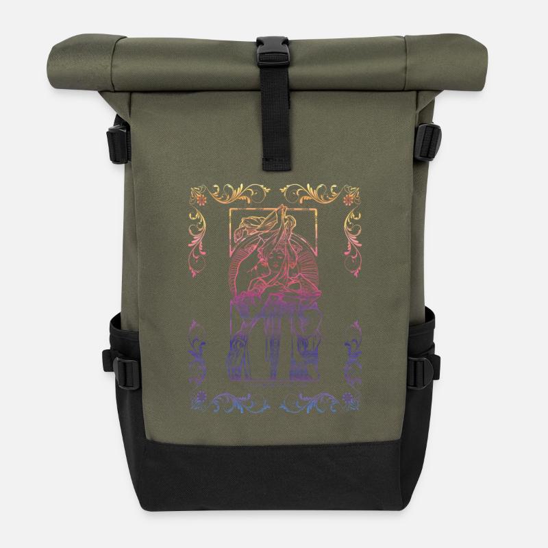 Alfons Mucha - Rolltop Rucksack - Olive/Schwarz