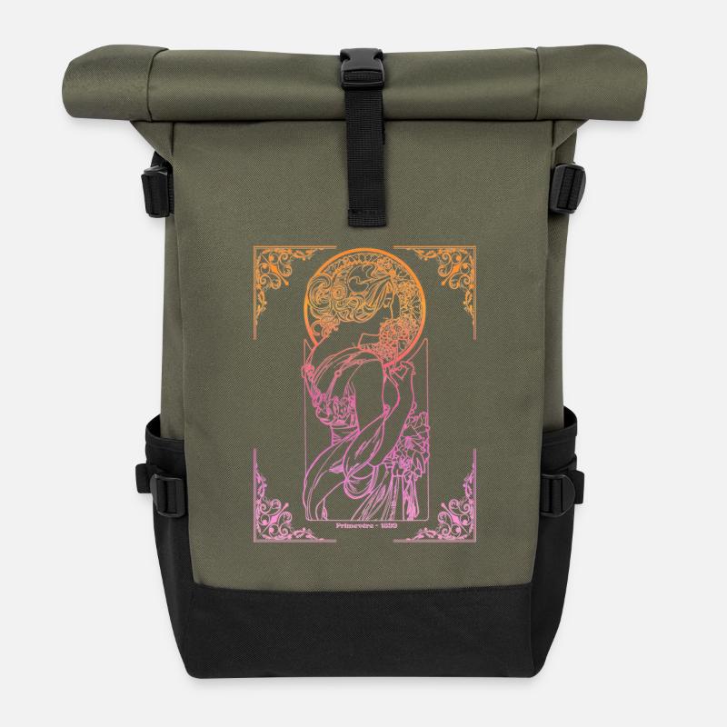 Alfons Mucha - Rolltop Rucksack - Olive/Schwarz