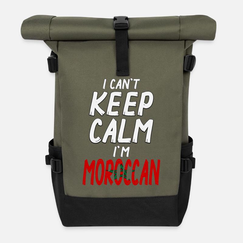 Can't Keep Calm I´m Morrocan - Rolltop Rucksack - Olive/Schwarz