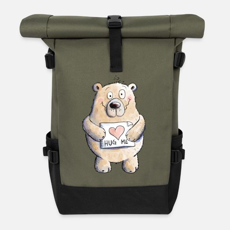 Hug Me Bär I Teddy Love - Rolltop Rucksack - Olive/Schwarz