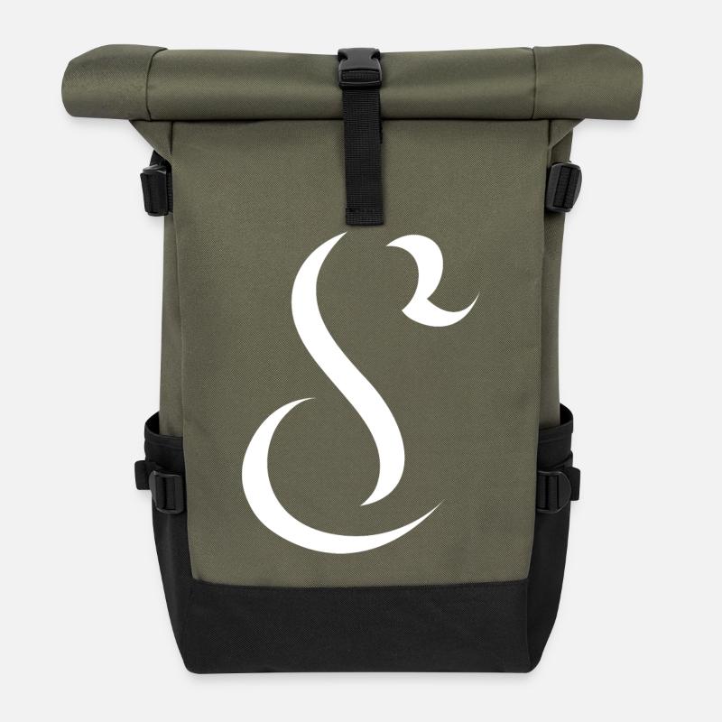 Letter S, Name, der Buchstabe S - Rolltop Rucksack - Olive/Schwarz
