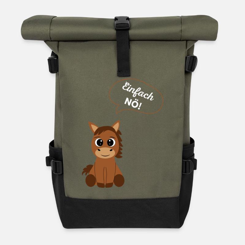 ! Einfach NÖ Grafik Spruch mit Pony - Rolltop Rucksack - Olive/Schwarz