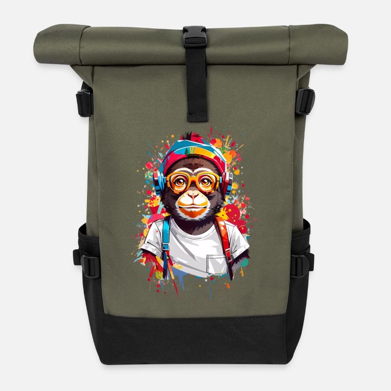 Coole Affe - Rolltop Rucksack - Olive/Schwarz