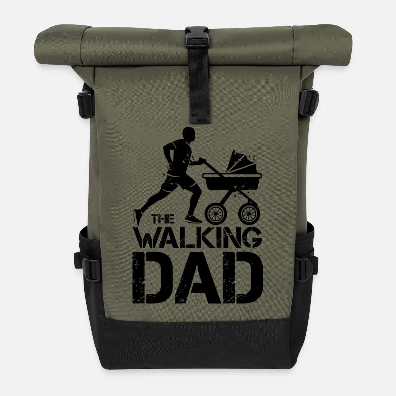 the walking dad buggy running Symbol funny icon - Rolltop Rucksack - Olive/Schwarz