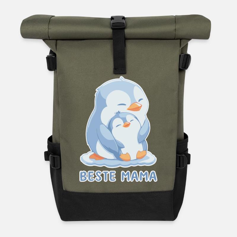 Beste Mama Pinguin Muttertag - Rolltop Rucksack - Olive/Schwarz