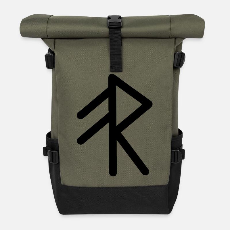 Wikinger-Runensymbol-Energie - Rolltop Rucksack - Olive/Schwarz