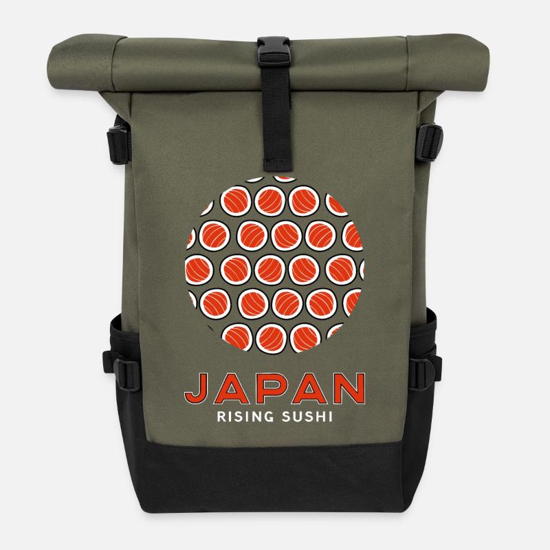 Rising Sushi (dark) - Roll Top Backpack - olive/black
