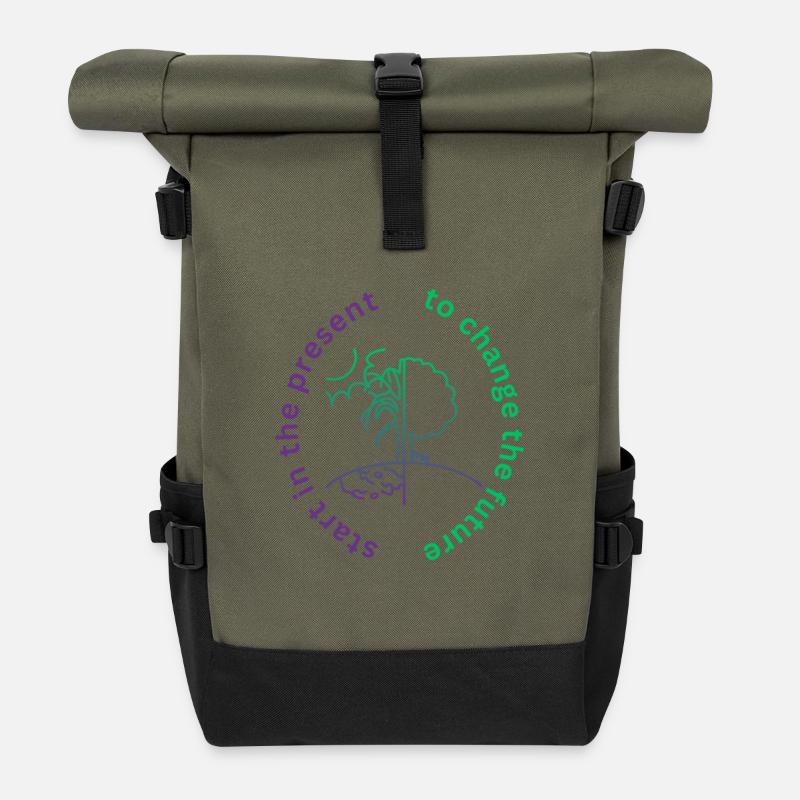 to change the future start in the present - Rolltop Rucksack - Olive/Schwarz