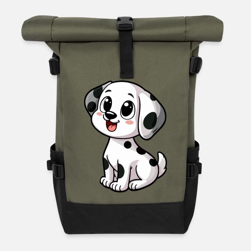 Süßer Dalmatiner - Rolltop Rucksack - Olive/Schwarz