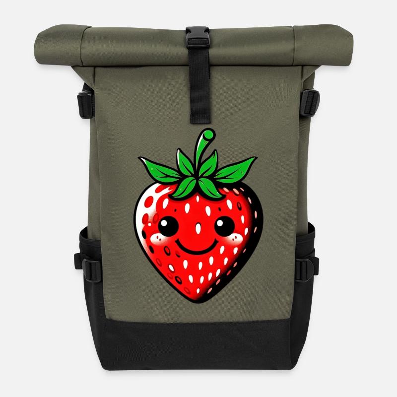 Erdbeeren Erdbeeren - Rolltop Rucksack - Olive/Schwarz