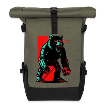 Mecha Techno Bear - Roll Top Backpack - olive/black - Front