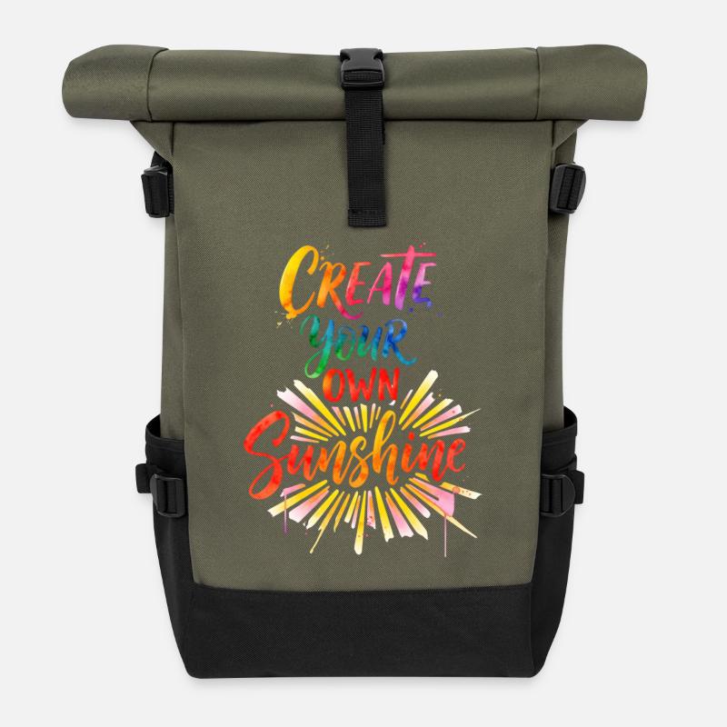 Éclat de soleil vibrant Créez votre soleil - Sac à dos roll top - olive/noir