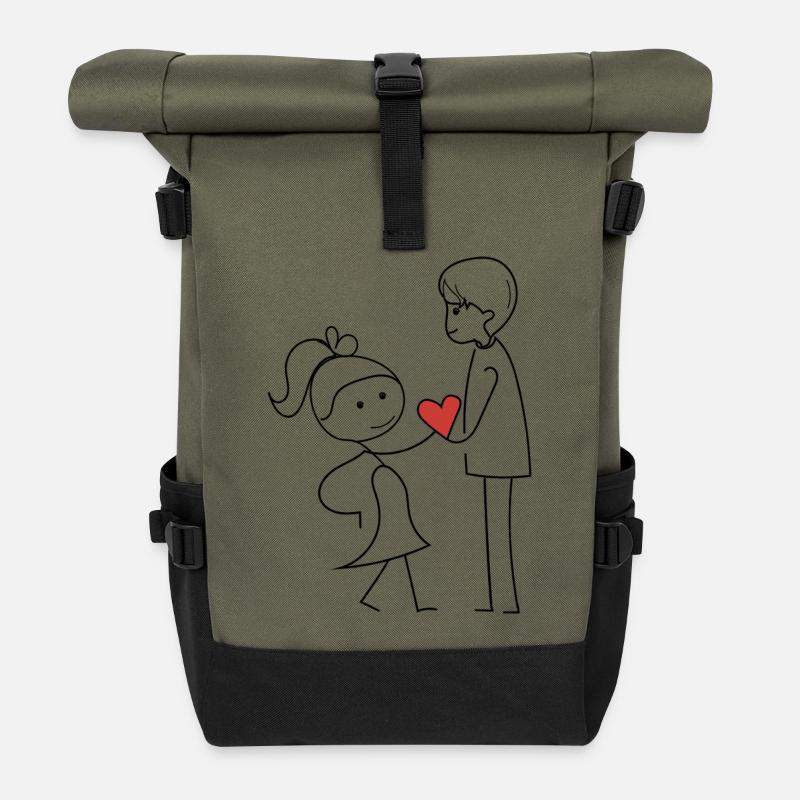 Freunde, die Zuneigung austauschen - Rolltop Rucksack - Olive/Schwarz