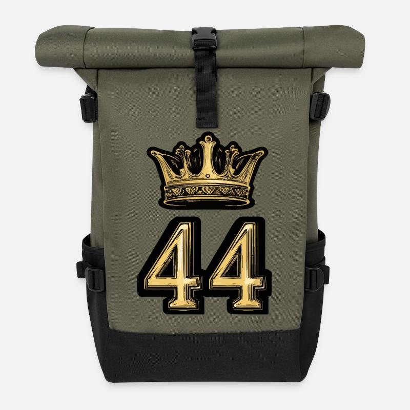 44 Zahl Krone - Rolltop Rucksack - Olive/Schwarz