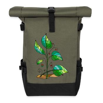 feuilles - Sac à dos roll top - olive/noir - Devant