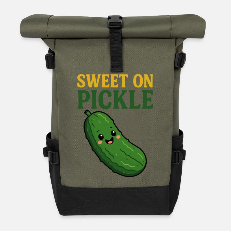 Süß auf Gurke - Rolltop Rucksack - Olive/Schwarz