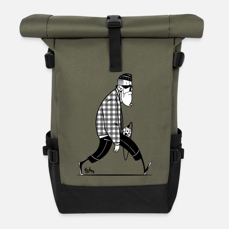 Hipster - Rolltop Rucksack - Olive/Schwarz