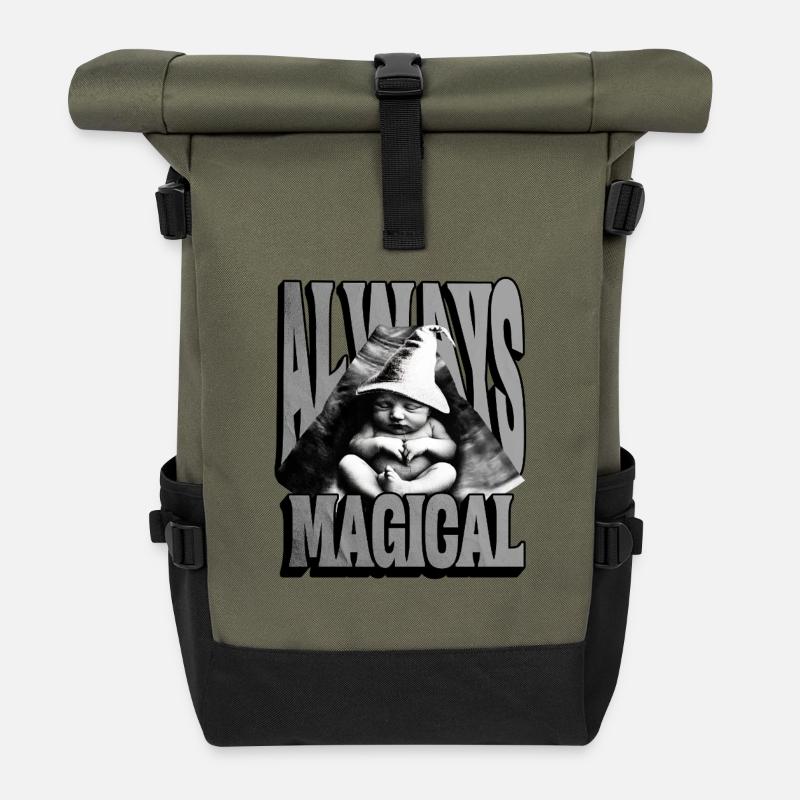 Magical Wizard Baby - Roll Top Backpack - olive/black