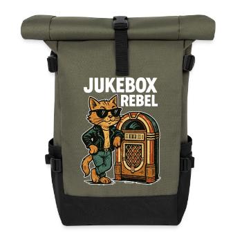 Rockabilly Jukebox Cool Cat Rebel Cadeau rétro - Sac à dos roll top - olive/noir - Devant