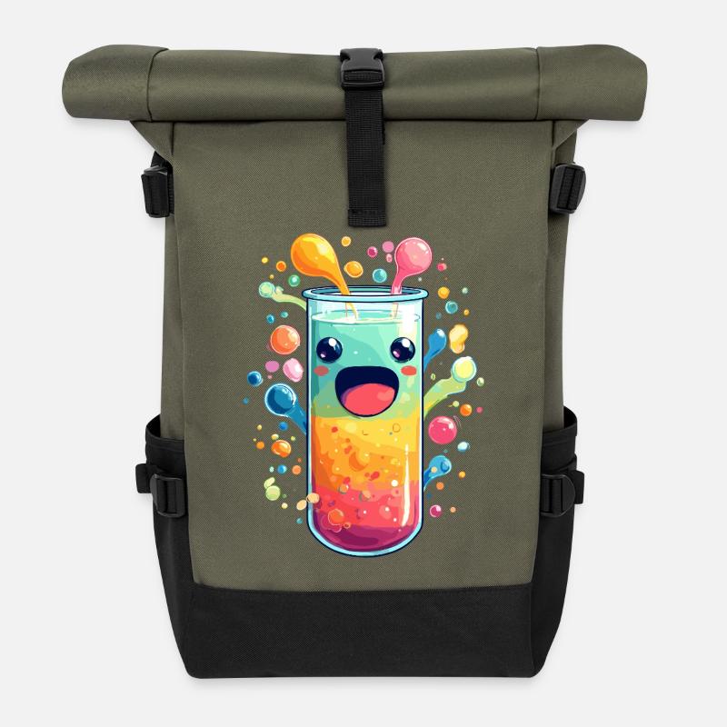 Bunte Saft Explosion Teströhre - Rolltop Rucksack - Olive/Schwarz