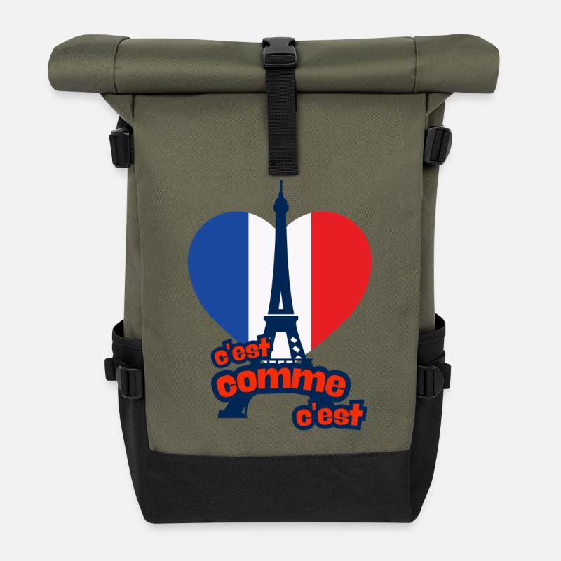 c'est as c'est – Frankreich - Rolltop Rucksack - Olive/Schwarz