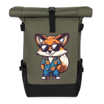 Fuchs Comic Urlaub - Rolltop Rucksack - Olive/Schwarz - Vorne