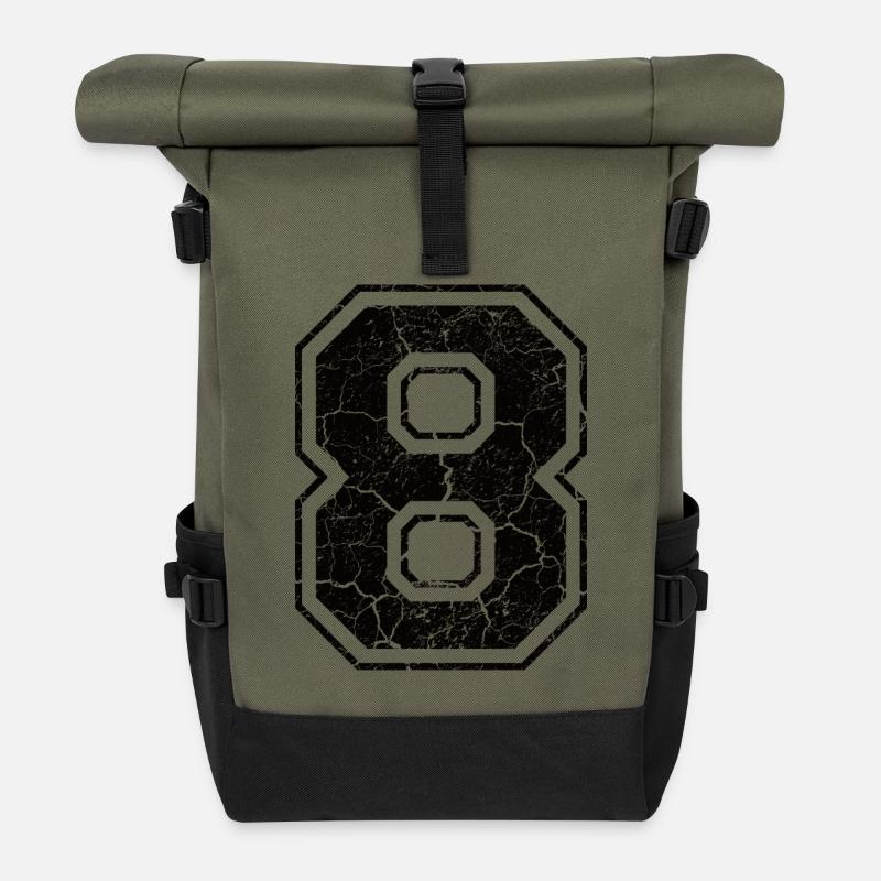 8_eight_acht_black_schwarz (fr) - Sac à dos roll top - olive/noir