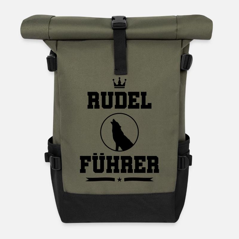 rudel_fuehrer - Rolltop Rucksack - Olive/Schwarz