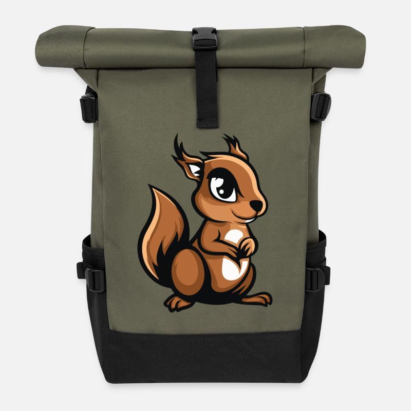 eichhörnchen - Rolltop Rucksack - Olive/Schwarz