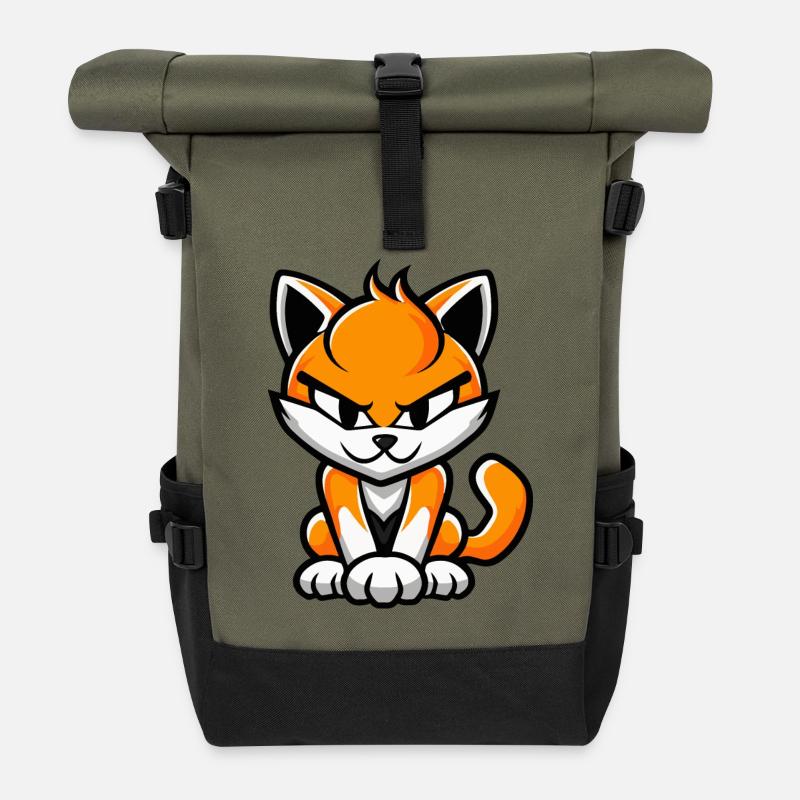 Bande dessinée Chat - Sac à dos roll top - olive/noir