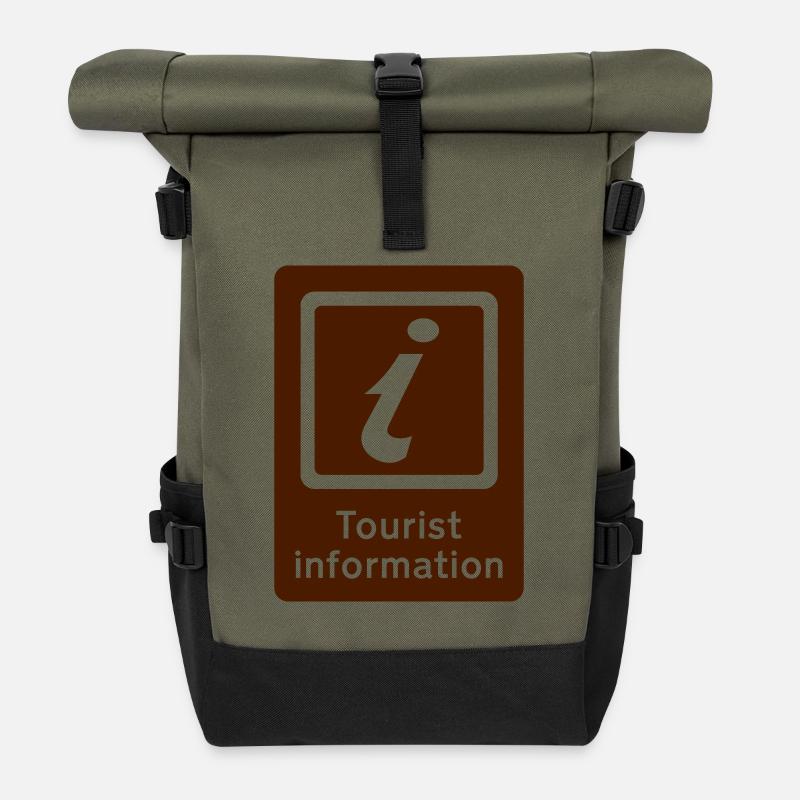 Tourism,Tourist Information,Sight Seeing - Roll Top Backpack - olive/black