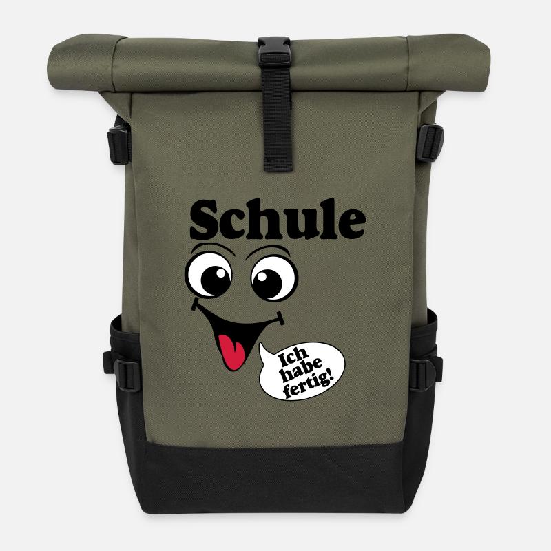 Abschluß , Schule ich habe fertig (25) - Rolltop Rucksack - Olive/Schwarz