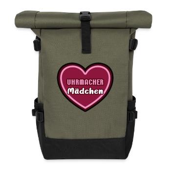 Uhrmacherin Uhrmacher Mädchen Kind Azubine Azubi - Rolltop Rucksack - Olive/Schwarz - Vorne