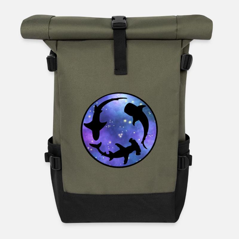 Sharks Universe - Roll Top Backpack - olive/black