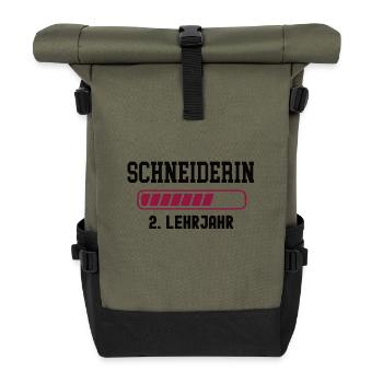 Ausbildung Schneiderin 2. Lehrjahr Schneiderlehre - Rolltop Rucksack - Olive/Schwarz - Vorne