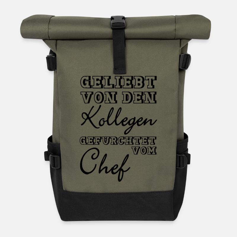 Geliebt von den Kollegen Geschenk - Rolltop Rucksack - Olive/Schwarz