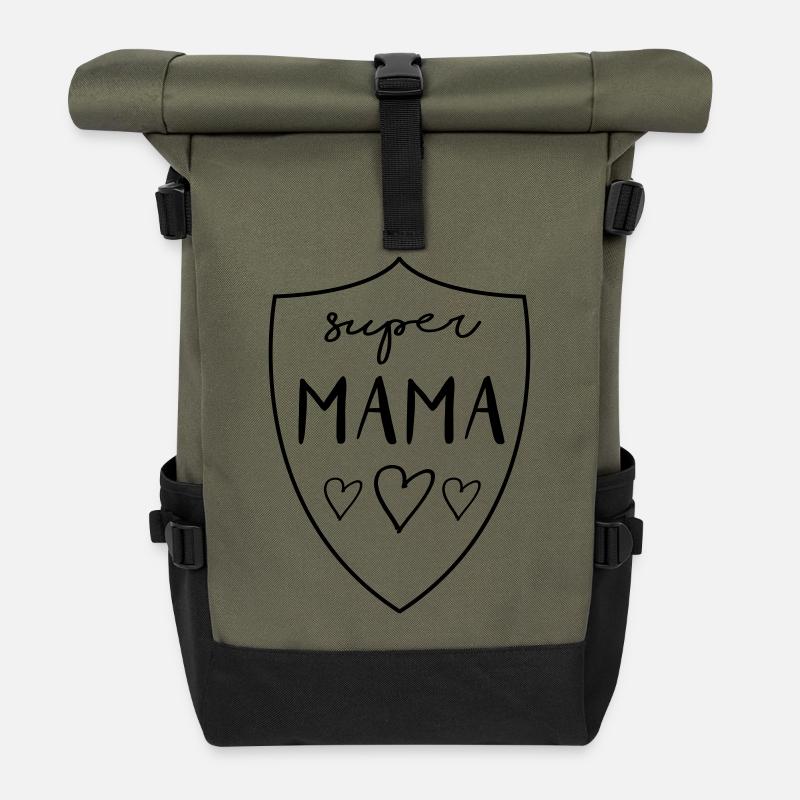 SUPER MAMAN - Supermom - Sac à dos roll top - olive/noir