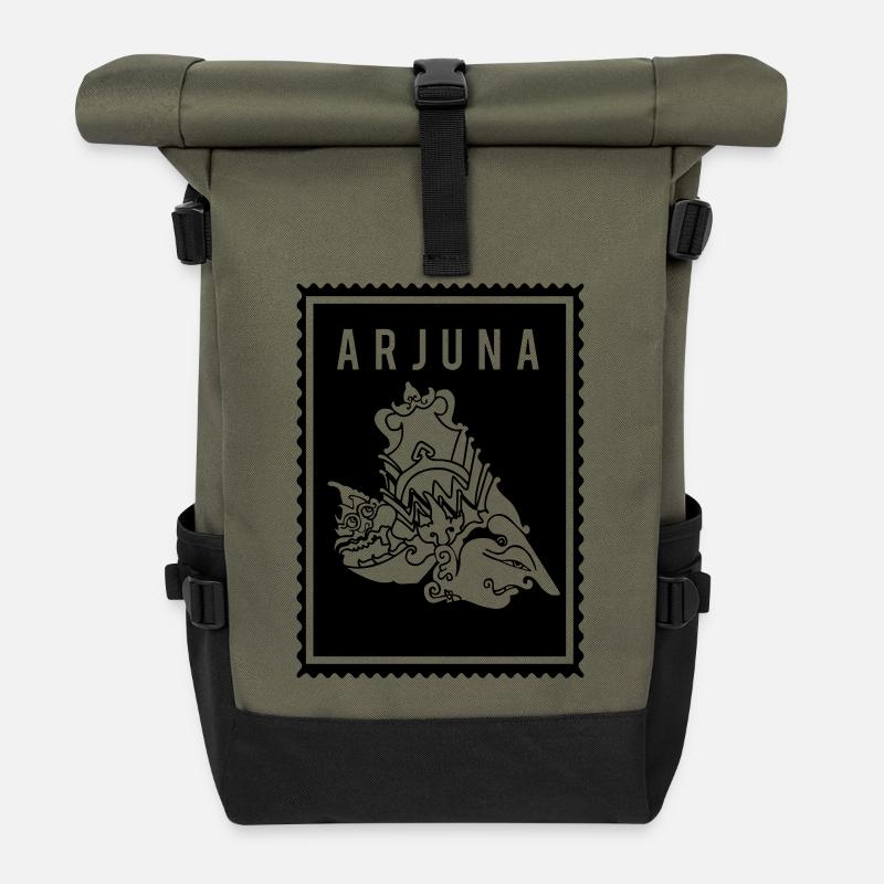 Arjuna - Wayang - Roll Top Backpack - olive/black