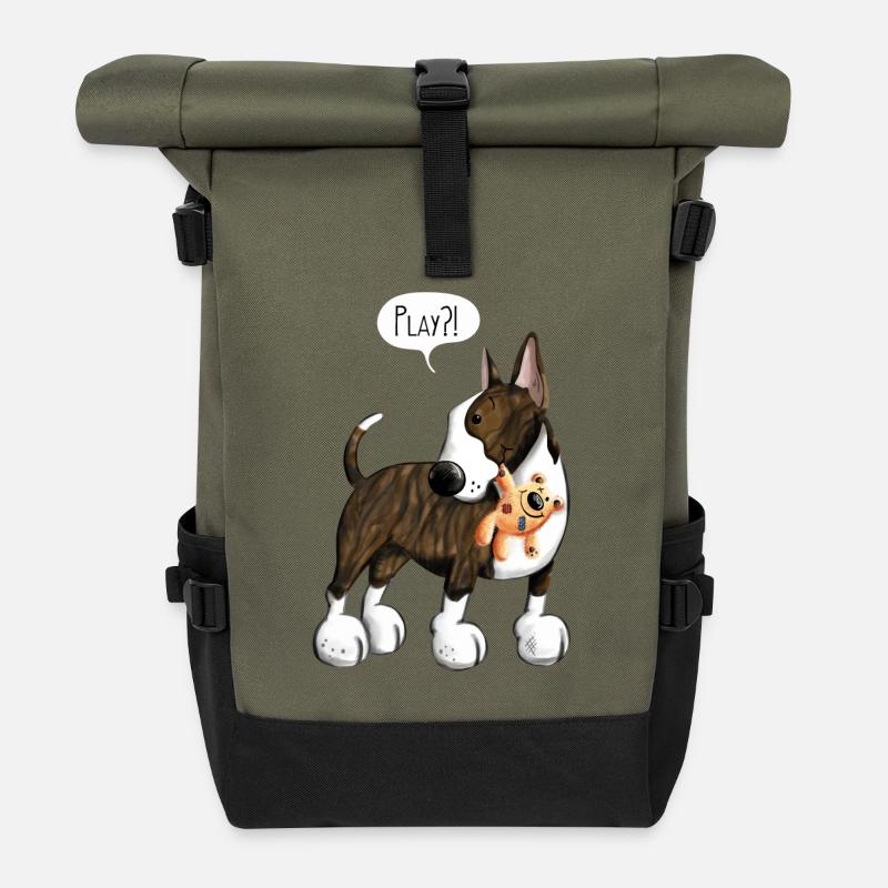 Bullterrier Play - Rolltop Rucksack - Olive/Schwarz