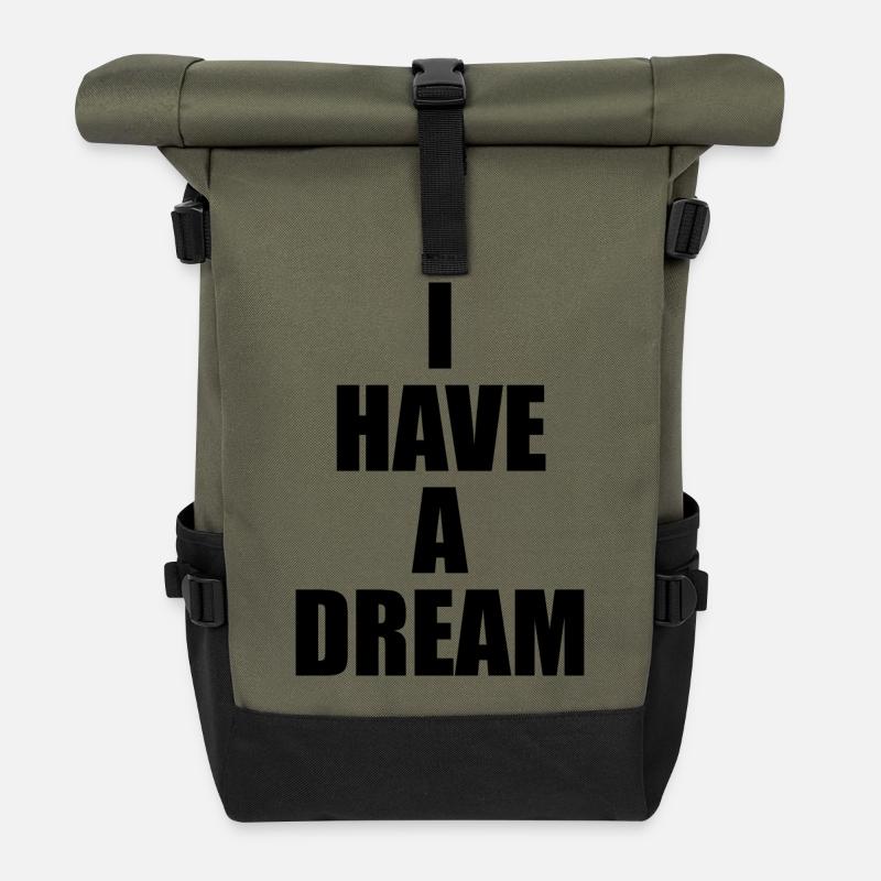 Ich habe einen Traum - Rolltop Rucksack - Olive/Schwarz