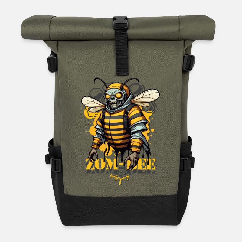 Coole Zombie Biene - Rolltop Rucksack - Olive/Schwarz