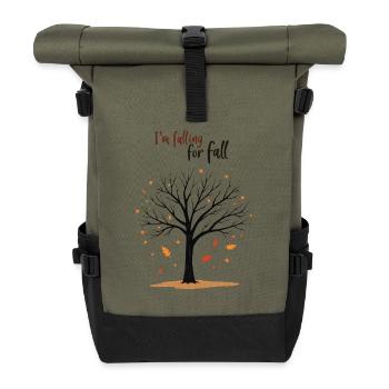 Kahler Baum „Herbstverliebt“ Humor - Rolltop Rucksack - Olive/Schwarz - Vorne