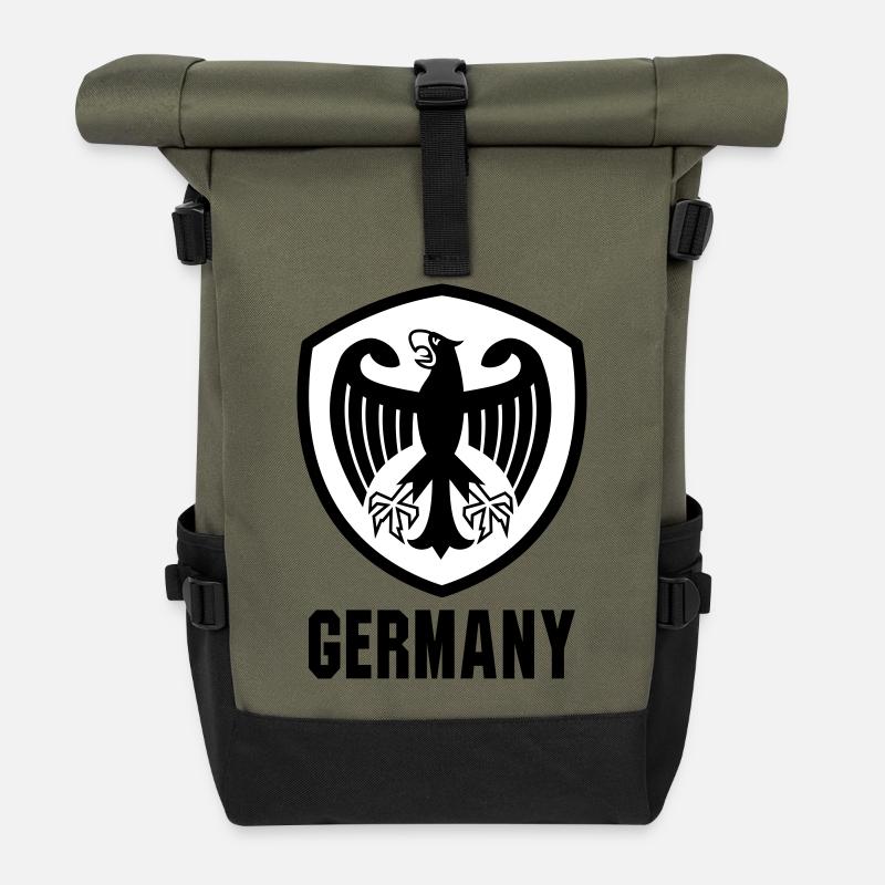 Bundesadler Wappen Germany - Rolltop Rucksack - Olive/Schwarz