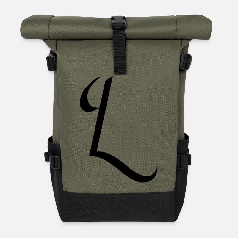 Letter L, Name, der Buchstabe L - Rolltop Rucksack - Olive/Schwarz