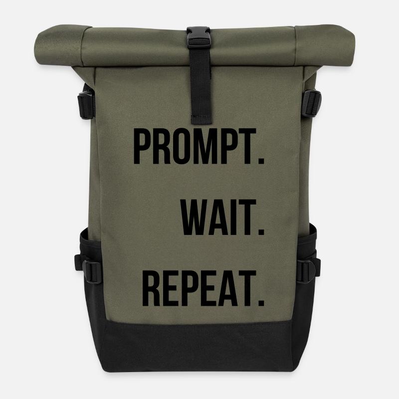 Prompt. Wait. Repeat. - Rolltop Rucksack - Olive/Schwarz