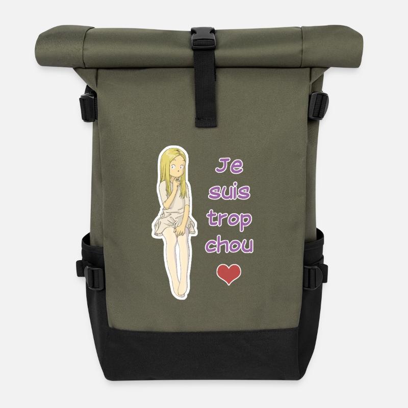 Je suis trop chou - Sac à dos roll top - olive/noir