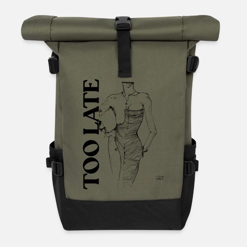 Trop tard - Sac à dos roll top - olive/noir