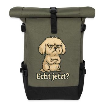 Echt jetzt? – Genervter Malteser - Rolltop Rucksack - Olive/Schwarz - Vorne