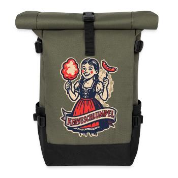 „Kerweschlumpel“ – ein klassischer Ausdruck aus de - Rolltop Rucksack - Olive/Schwarz - Vorne