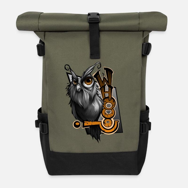 whooo - Rolltop Rucksack - Olive/Schwarz